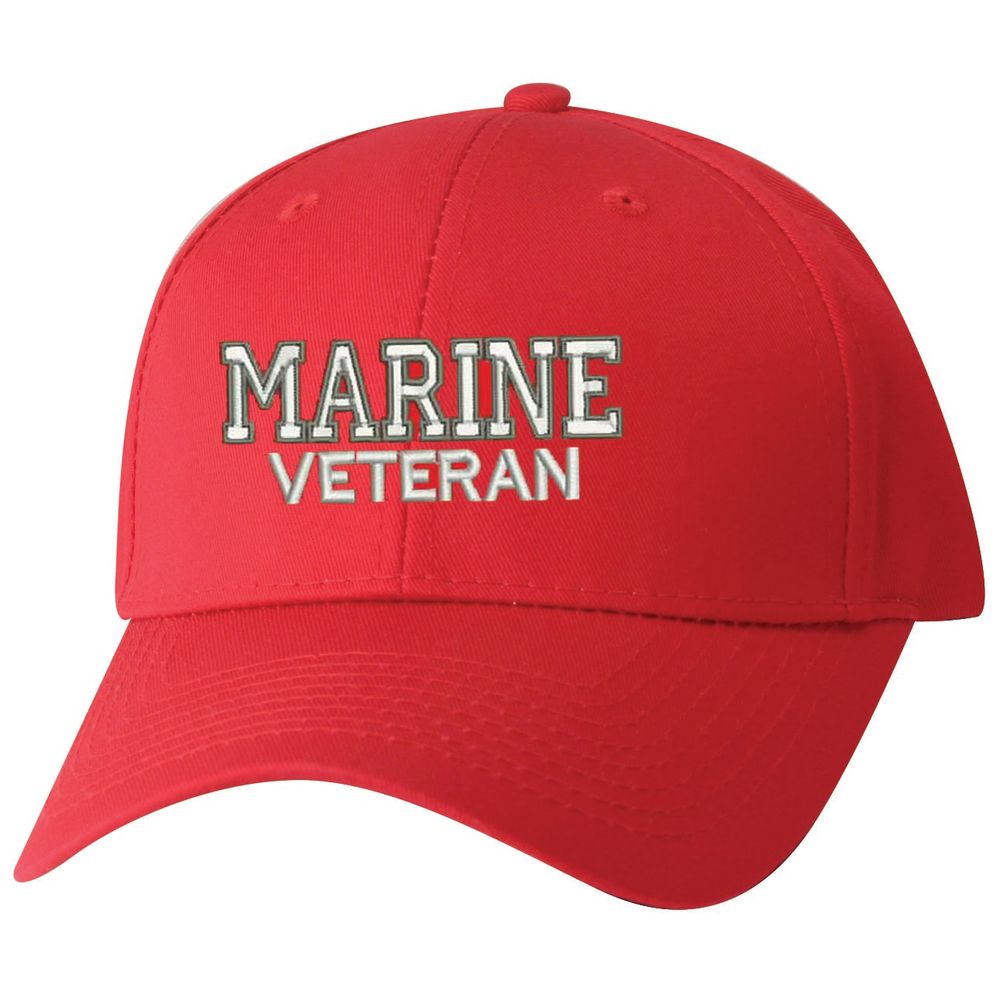 Marine Veteran Embroidered Red Ball Cap - Main Image