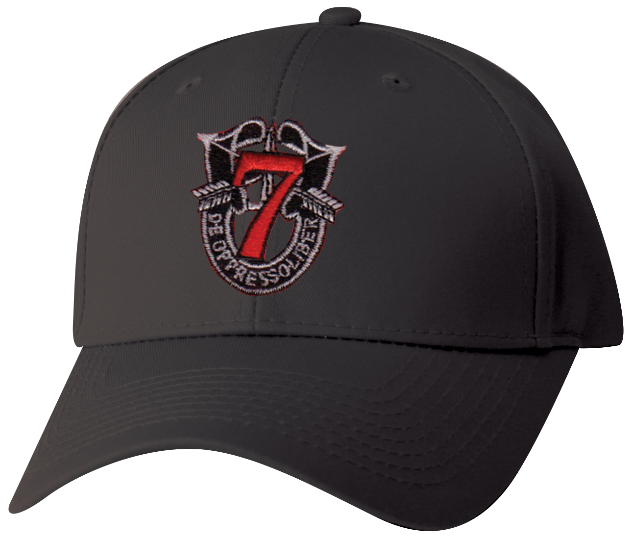 7th Special Forces Logo Embroidered on a Black Structured Ball Cap