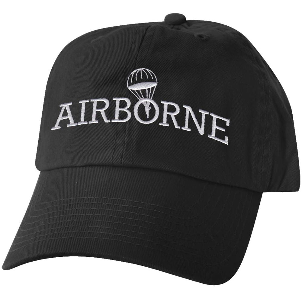 AIRBORNE Parachute Design Embroidered Black Ball Cap