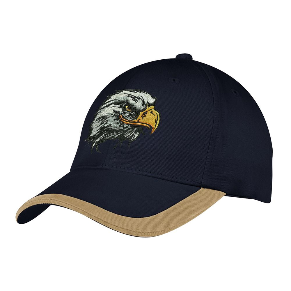 American Eagle Embroidered Front of Blue Khaki Cap