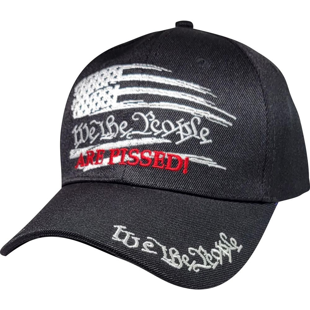 We The People Are Pissed with Flag Embroidered Black Ball Cap