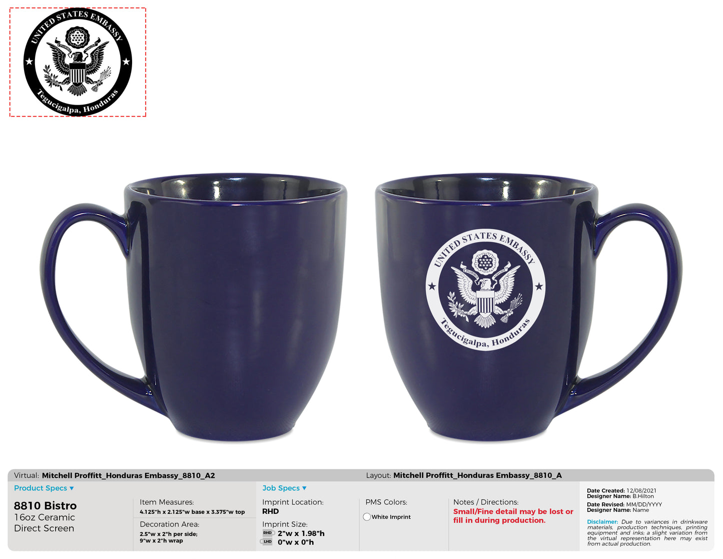 US Embassy Tegueigalpa Honduras Mug