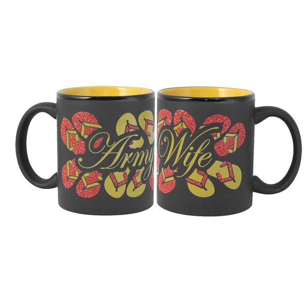 Army Wife Flip Flop Wrap on Black Matte with Colored Interior Ceramic Mug