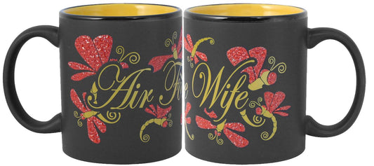 Air Force Wife Dragon Fly Wrap on Black Matte with Colored Interior Ceramic Mug