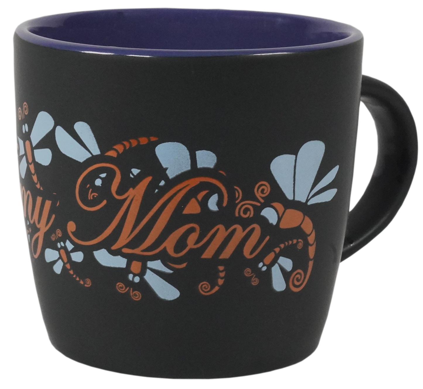 Army Mom Dragon Fly Wrap on Black Matte with Colored Interior Ceramic Mug
