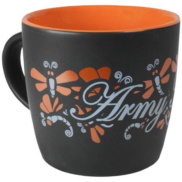 Army Mom with Dragon Fly Wrap on Black Matte with Colored Interior Ceramic Mug