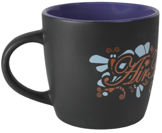 Air Force Mom with Dragon Fly Wrap on Black Matte with Colored Interior Ceramic Mug