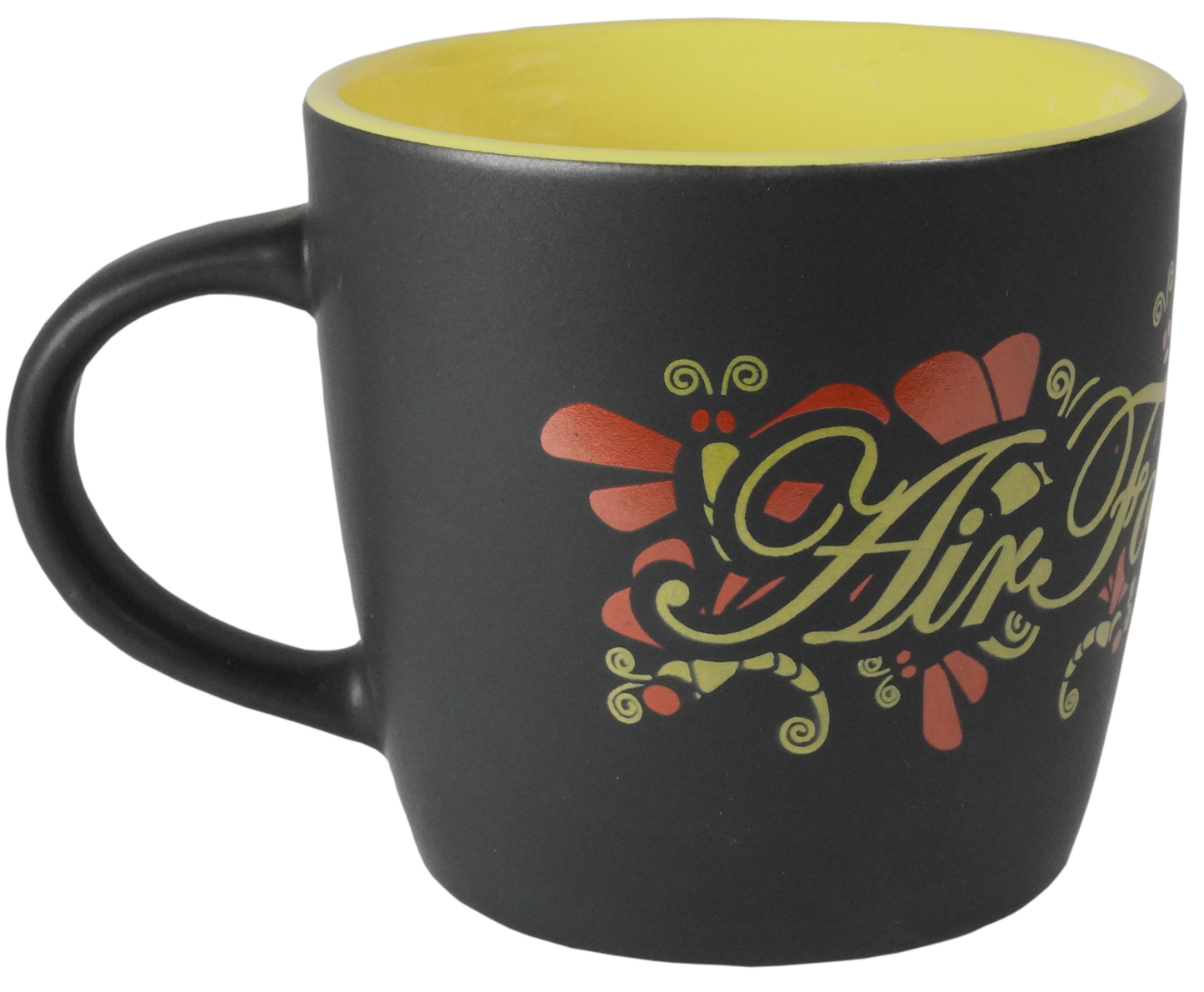 Air Force Mom with Dragon Fly Wrap on Black Matte with Colored Interior Ceramic Mug