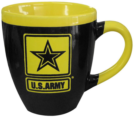 U.S. Army Star on 16 oz. Black & Gold Bistro Ceramic Mug