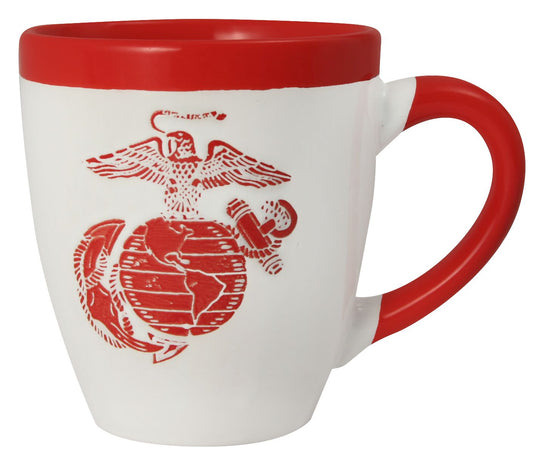 Eagle, Globe and Anchor on 16 oz. Red & White Bistro Ceramic Mug