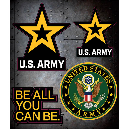 Army Star, Army Crest and Tag line on Sticker Sheet