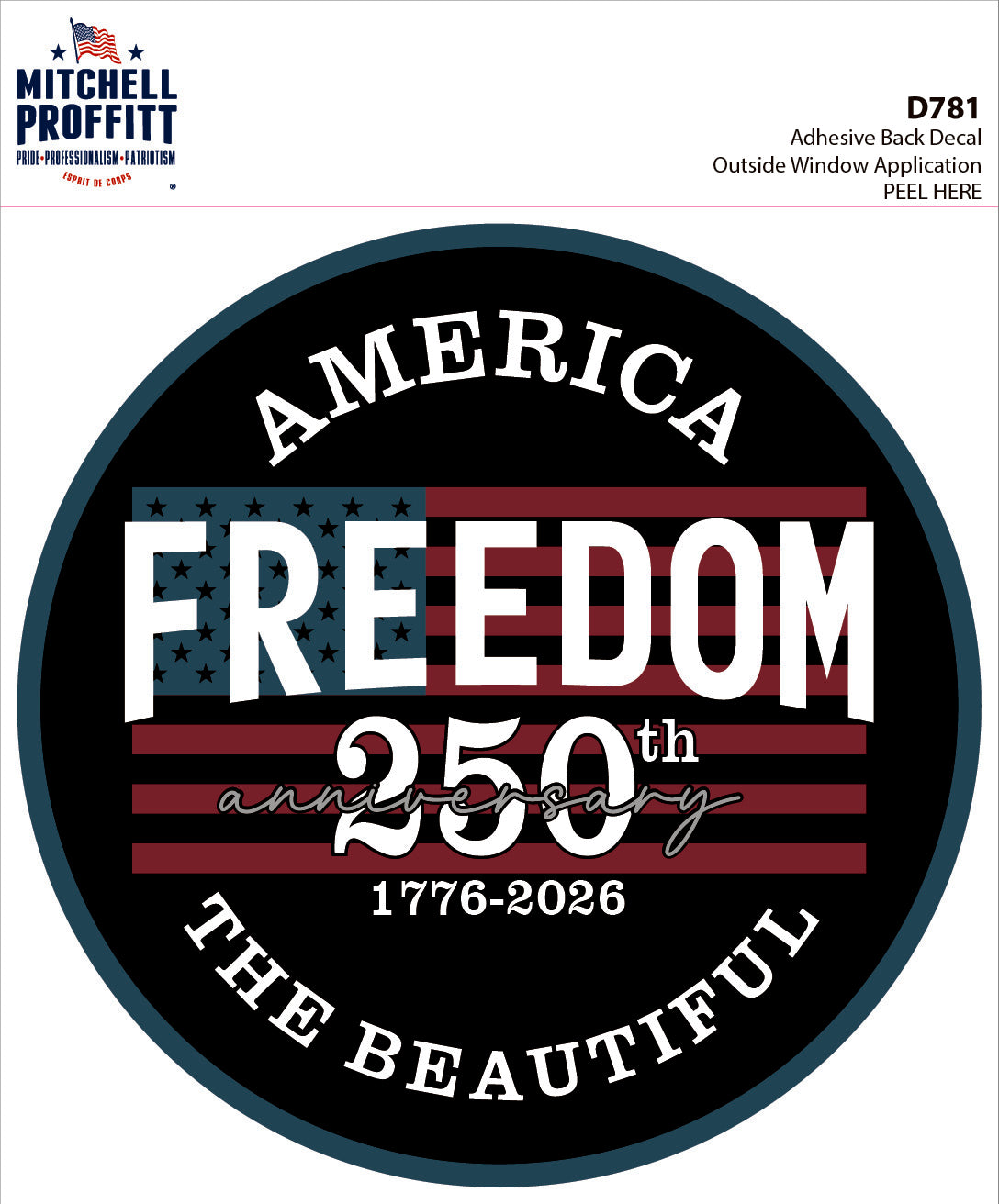 Mylar Decal - America the Beautiful 250th Circle Design