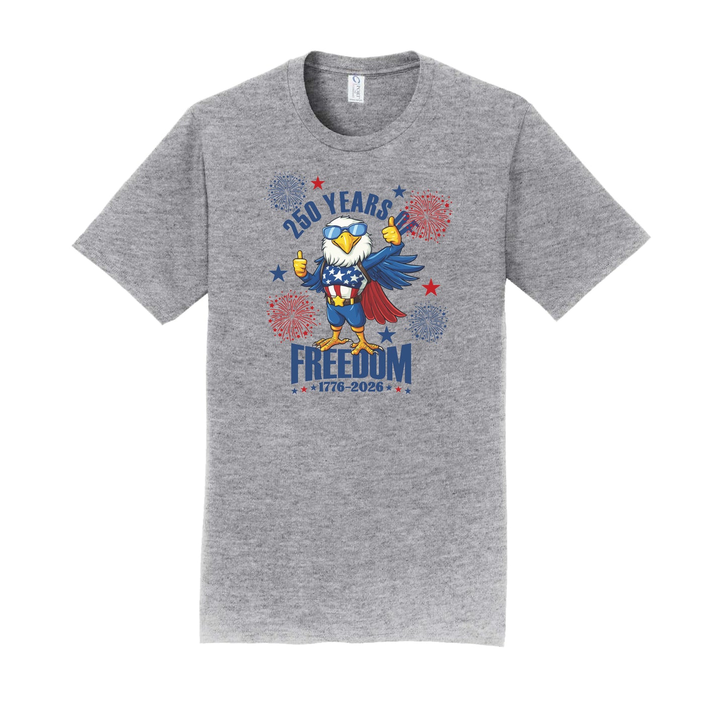 250 Years of Freedom Fireworks and Eagle Design T-Shirt