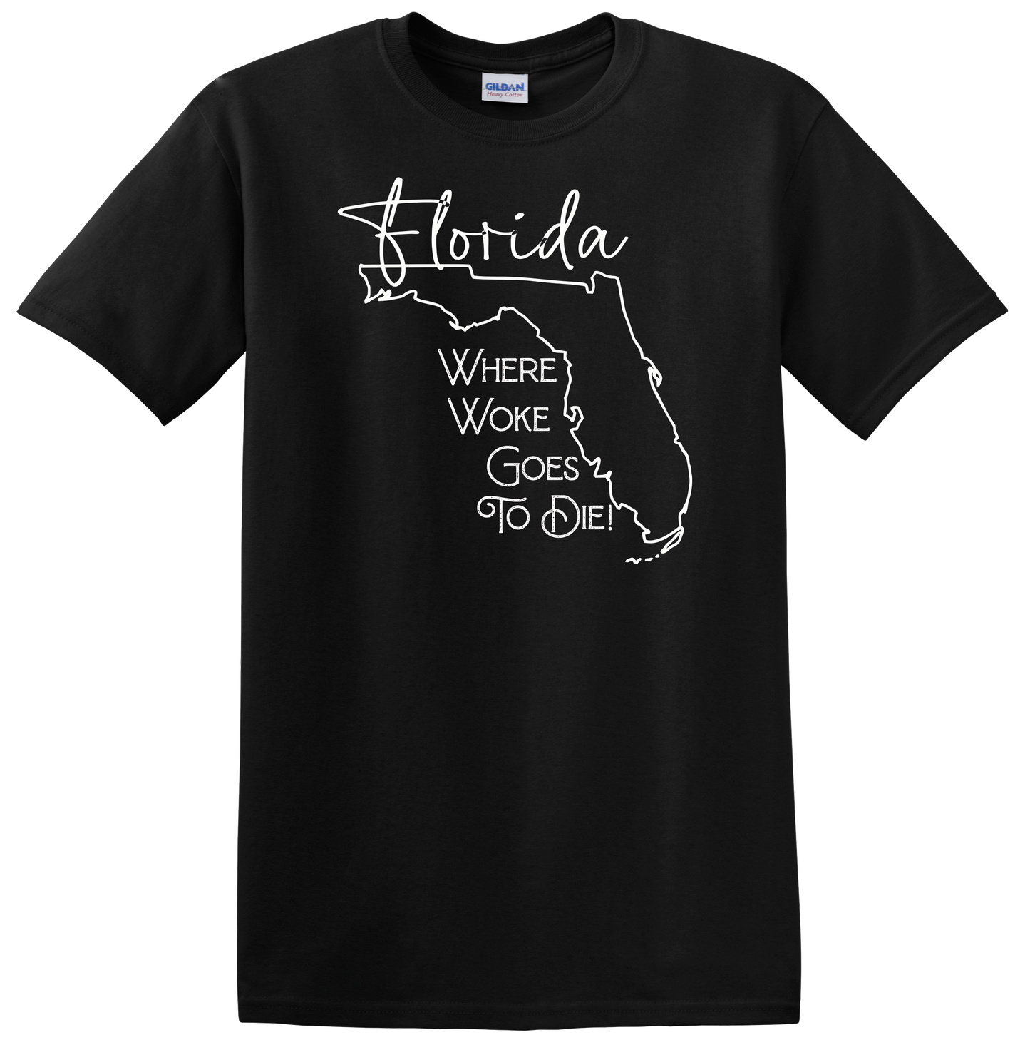 Florida - Where Woke Goes To Die! Design on Black T-Shirt