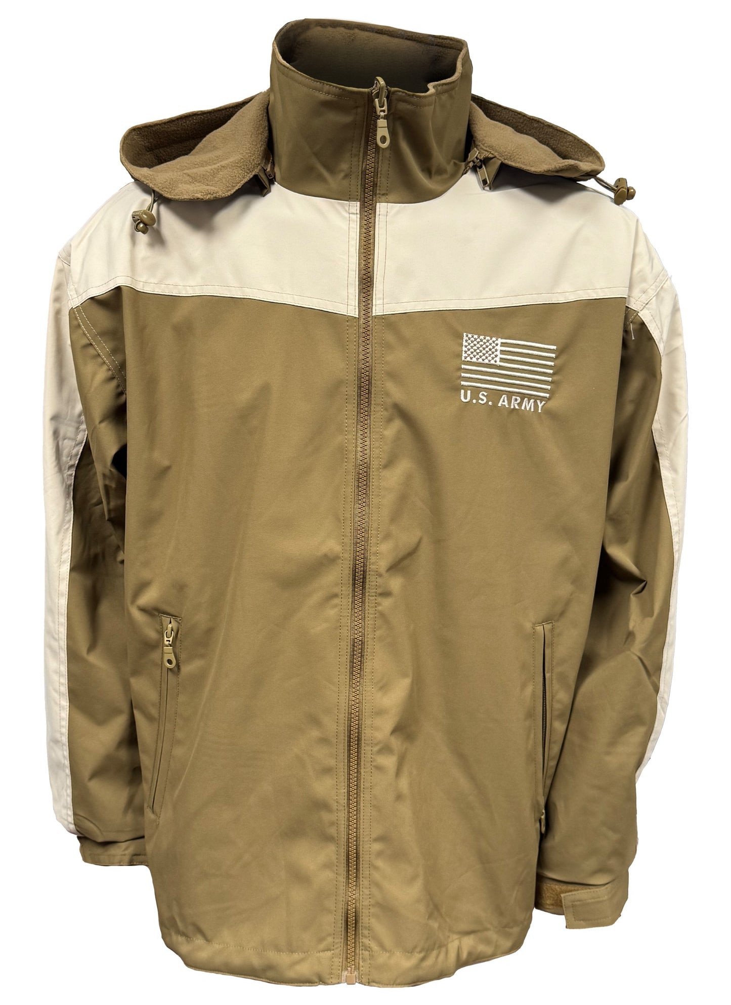 US Army Fleece Jacket, Reversible - Coyote Brown/ Khaki