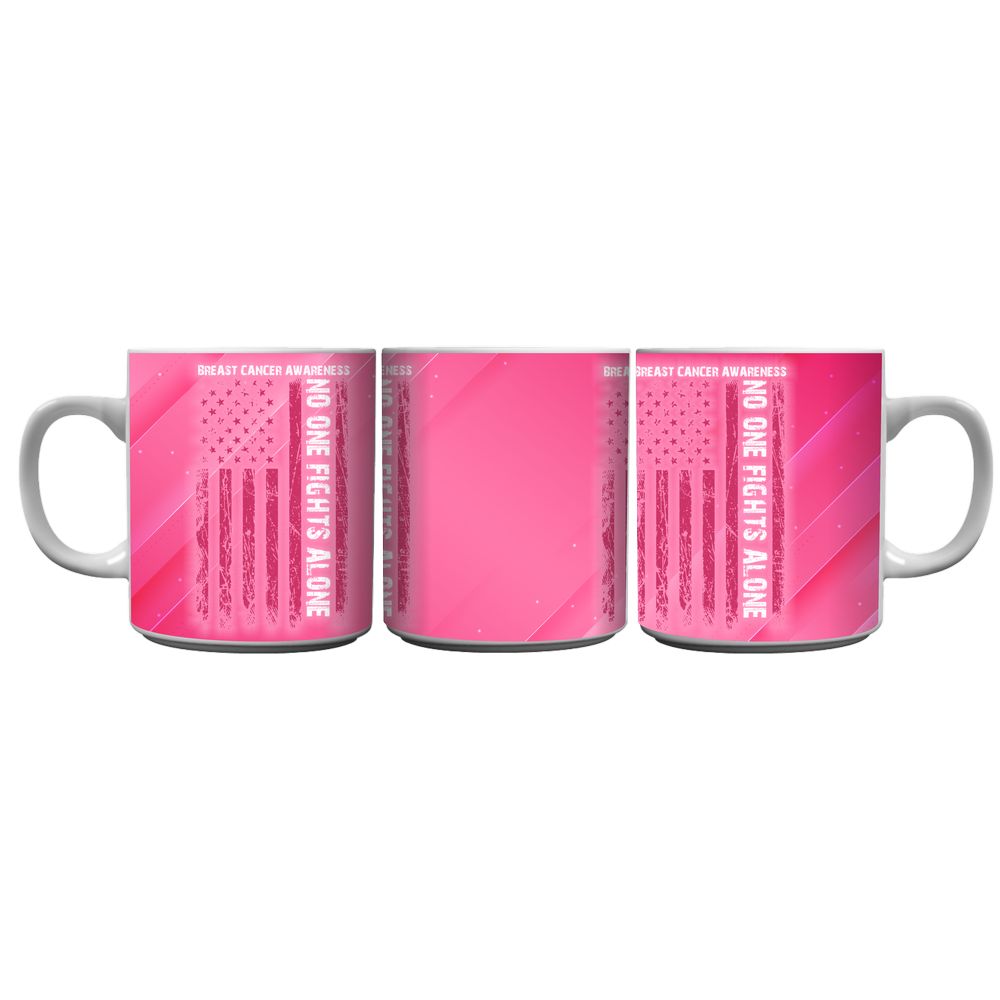 No One Fights Alone Breast Cancer Awareness Coffee Mug
