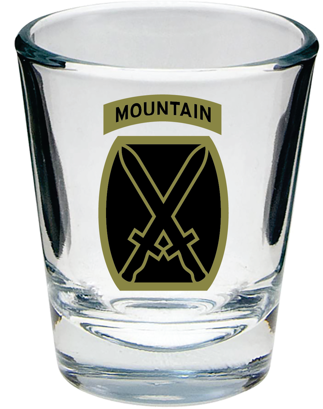 10th Mountain Shot Glass (Black and Olive)