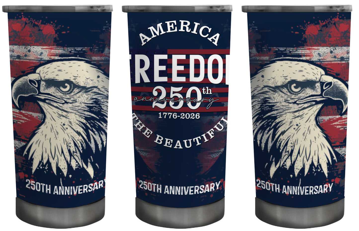 America the Beautiful 250th on 20oz White Stainless Tumbler