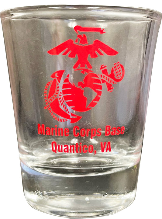 Marine Corps Base Quantico, VA Design on Clear 1.75 Shot Glass