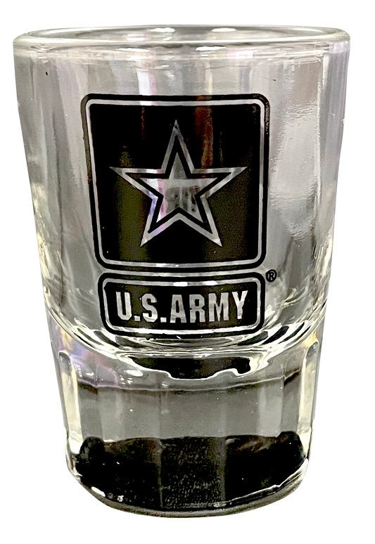 US Army Retired on 2 oz Clear Fluted Shot Glass