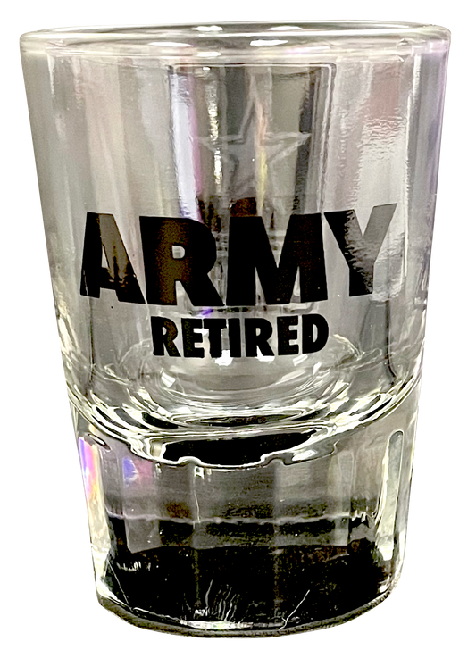 US Army Retired on 2 oz Clear Fluted Shot Glass