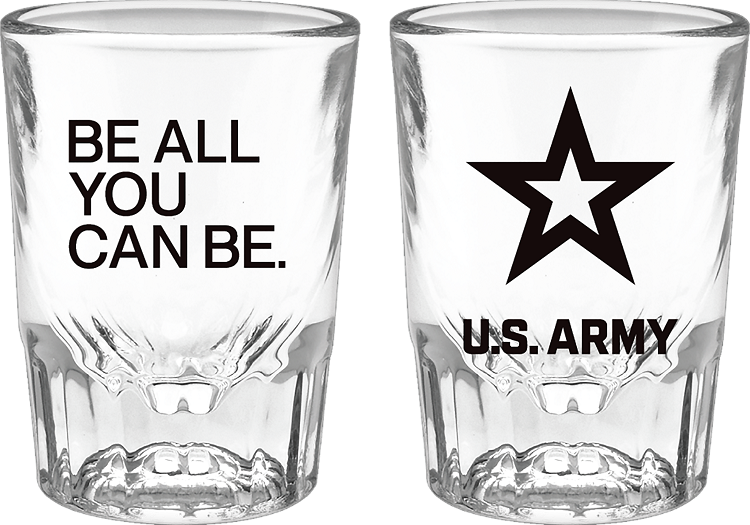 US Army Star on 2 oz Clear Fluted Shot Glass