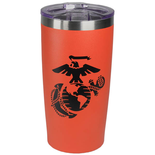 Eagle, Globe and Anchor on 20 oz. Vacuum Insulated Red Tumbler