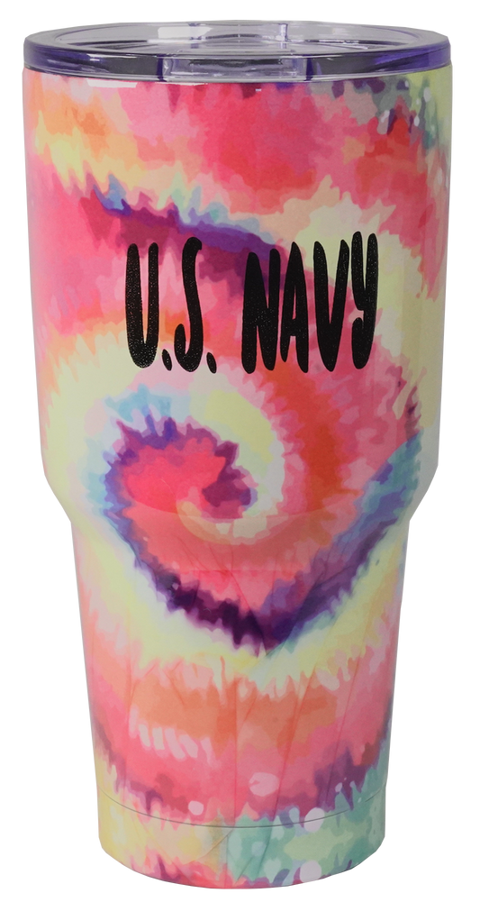 U.S. Navy Imprint on Tye Dye Stainless Tumbler - 28 oz.