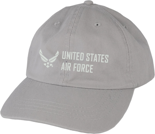 U.S. Air Force with Symbol on Grey Unstructured Ball Cap
