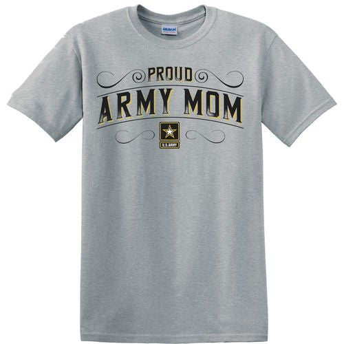 Proud Army Mom Stars Ladies Grey T-Shirt