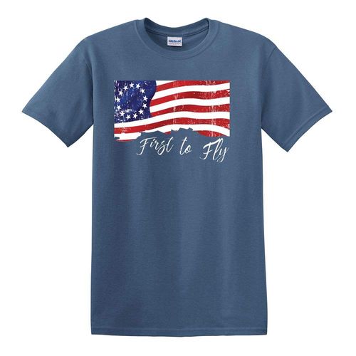 First to Fly Betsy Ross Flag Indigo Cotton T-Shirt