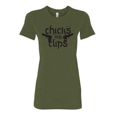Chicks With Gun Clips Ladies T-Shirt