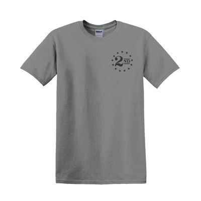 2A 2nd Amendment Emblem Black T-Shirt - Grey
