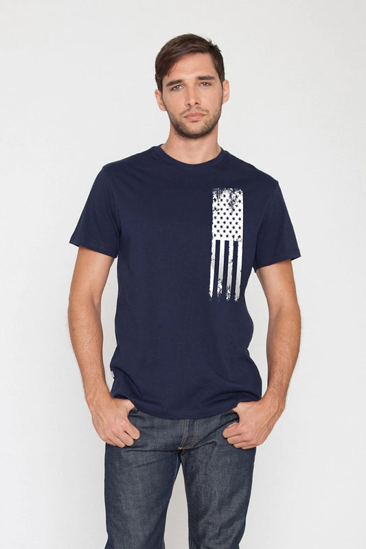 American Flag Vertical Left Chest Design