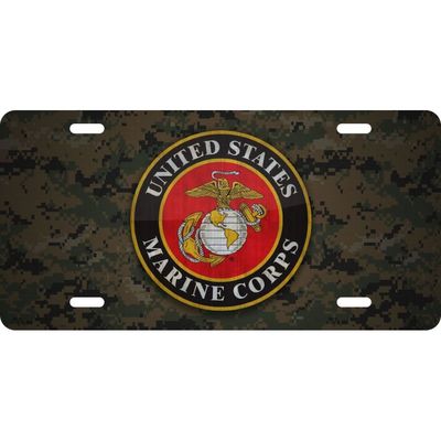 US Marine Corps USMC Crest Camoflauge License Plate