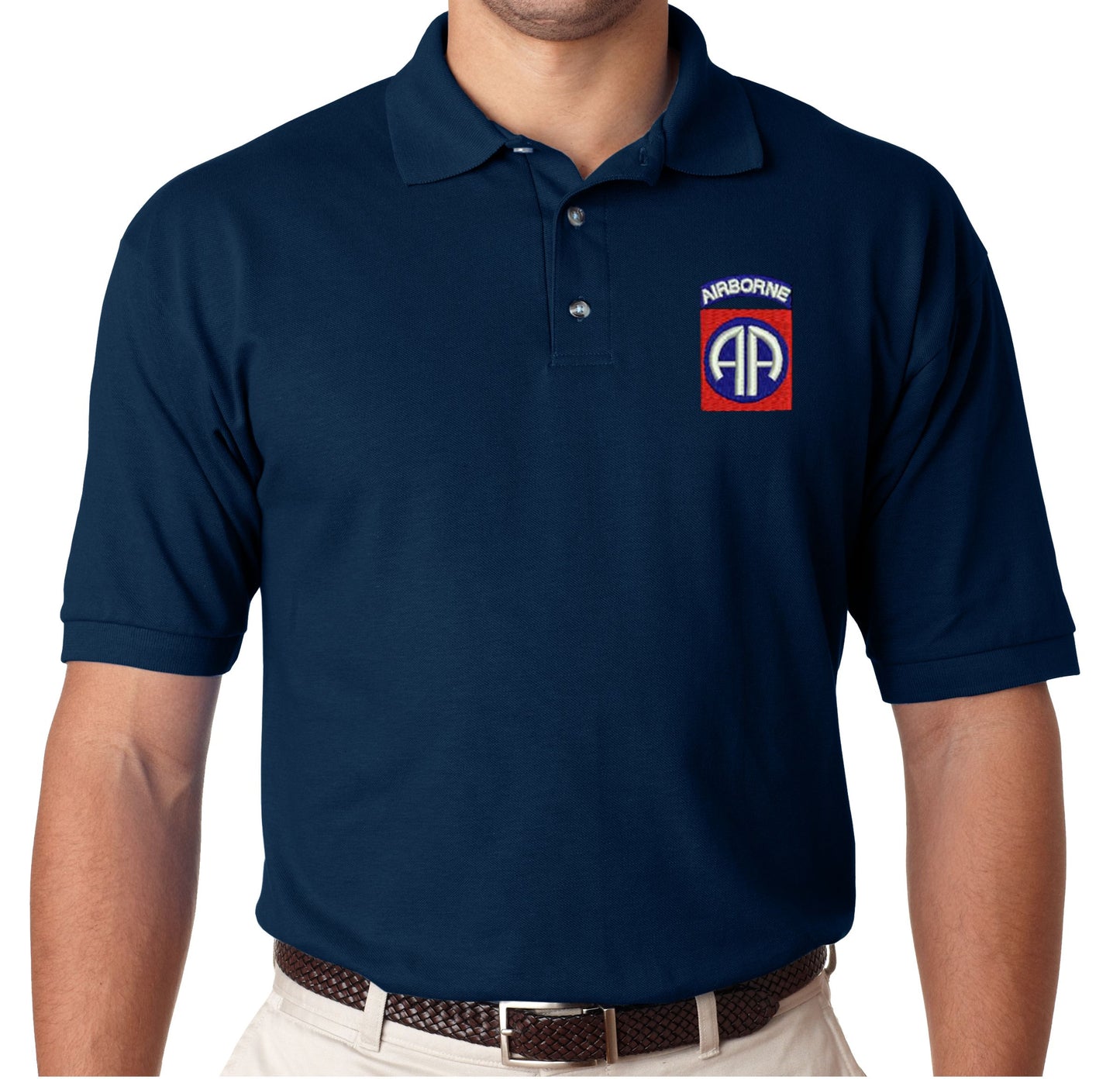 82nd Airborne Crest Black Polo shirt