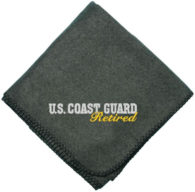 U.S. COAST GUARD Retired Embroidered on Stadium Blanket