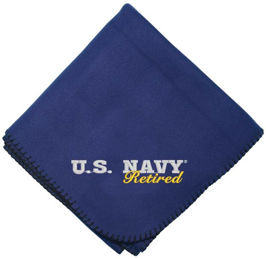 U.S. NAVY Retired Embroidered on Stadium Blanket