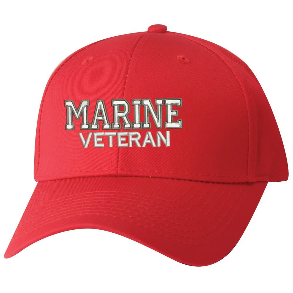 Marine Veteran Embroidered Red Ball Cap