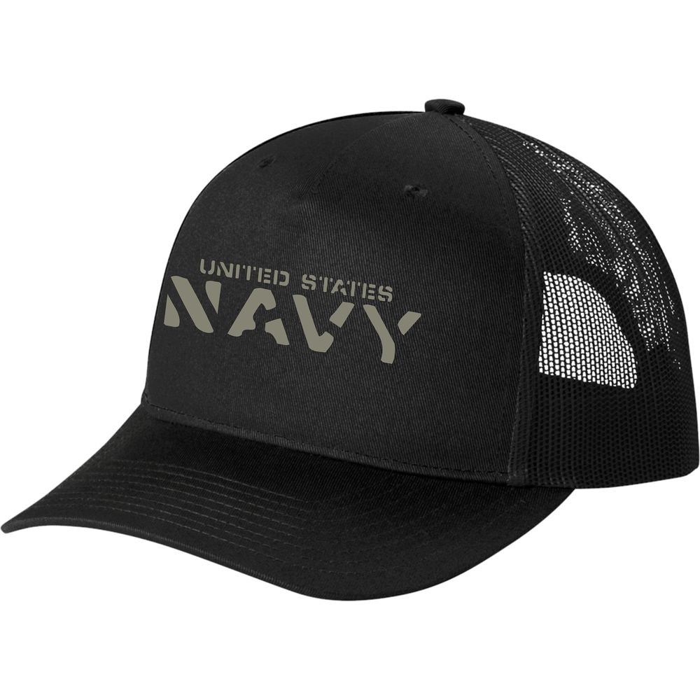 United States Navy Embroidered (Olive Thread) Black Ball Cap