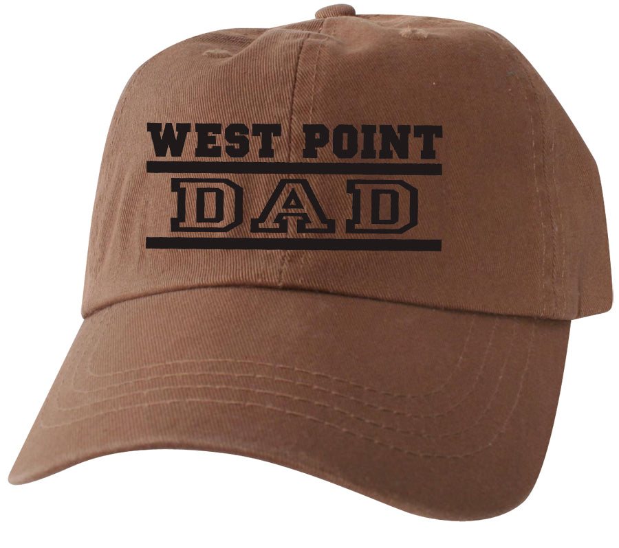 West Point DAD on Un-Structured Brown Ball Cap