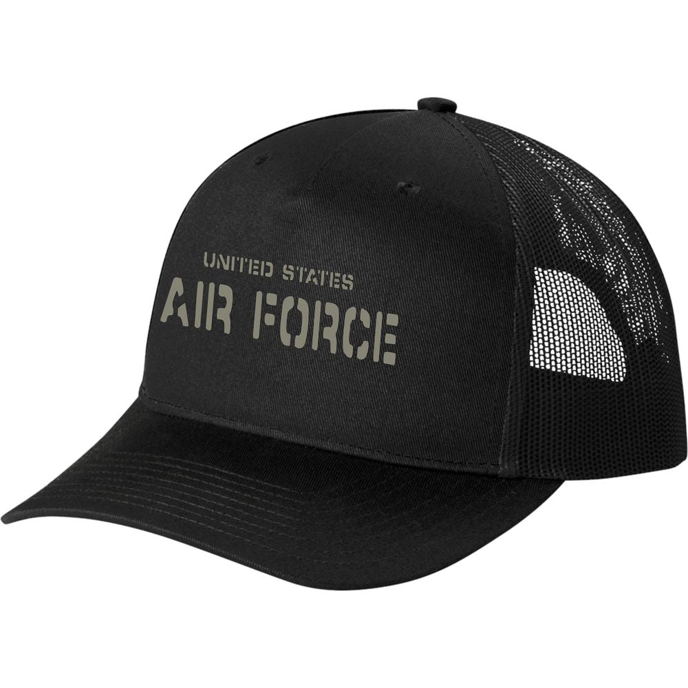 United States Air Force Embroidered (Olive Thread) Black Ball Cap