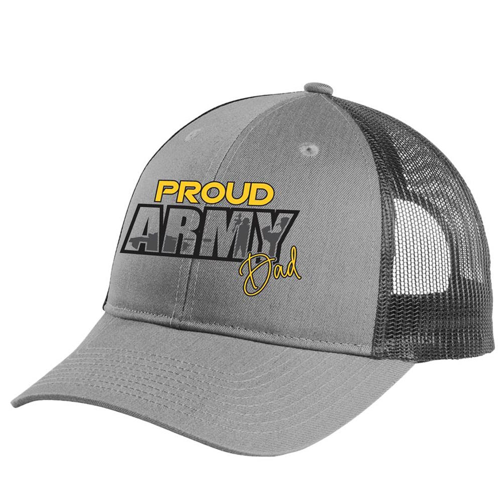 Proud Army Dad Embroidered Grey & Black Ball Cap