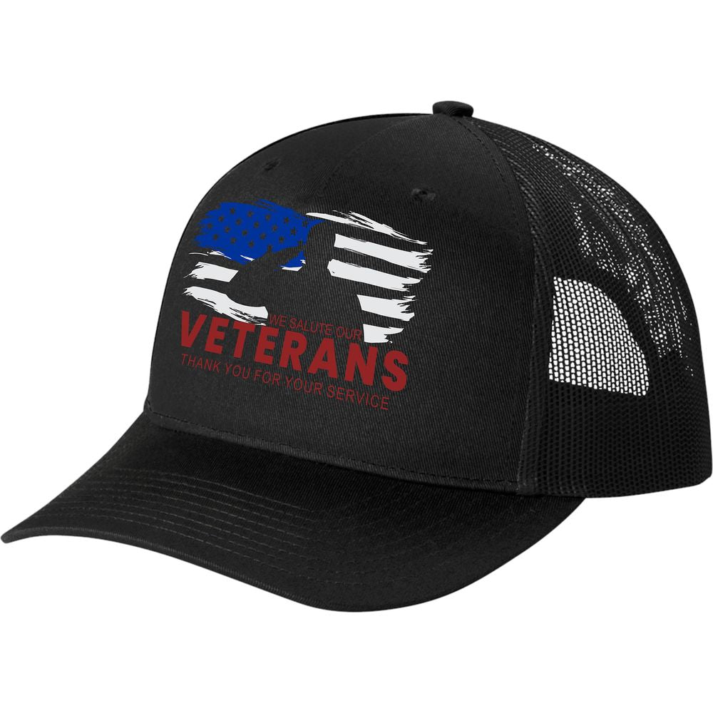 Salute Our Veterans Embroidered Black Ball Cap