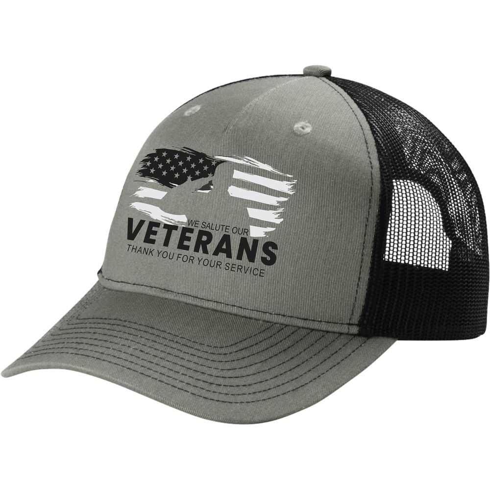 Salute Our Veterans Embroidered Grey & Black Ball Cap