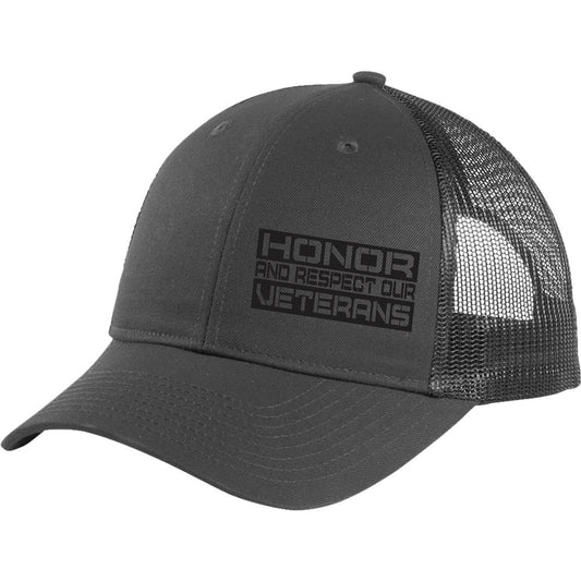 Honor Our Veterans Embroidered Dark Grey & Black Ball Cap