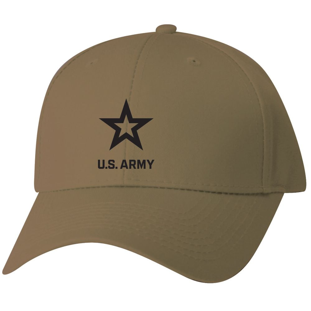 New Army Star Embroidered Front Coyote Brown Ball Cap