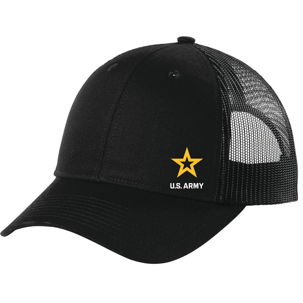 New Army Star Embroidered Front Black Ball Cap