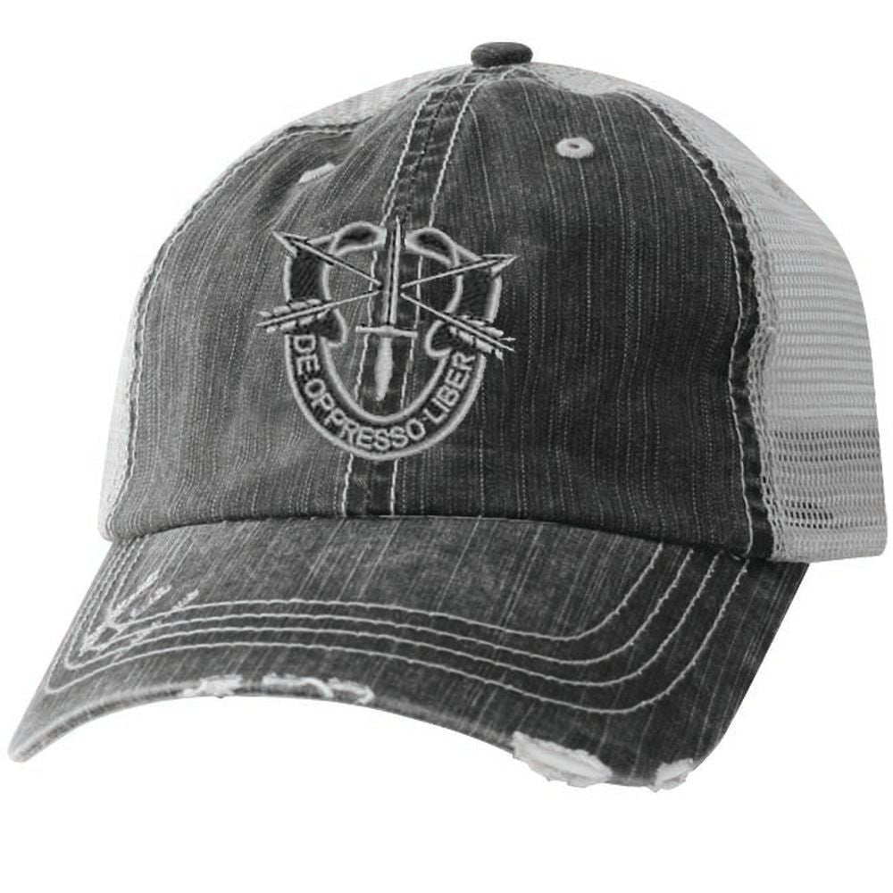 Special Forces Logo Embroidered Black Mesh Ball Cap