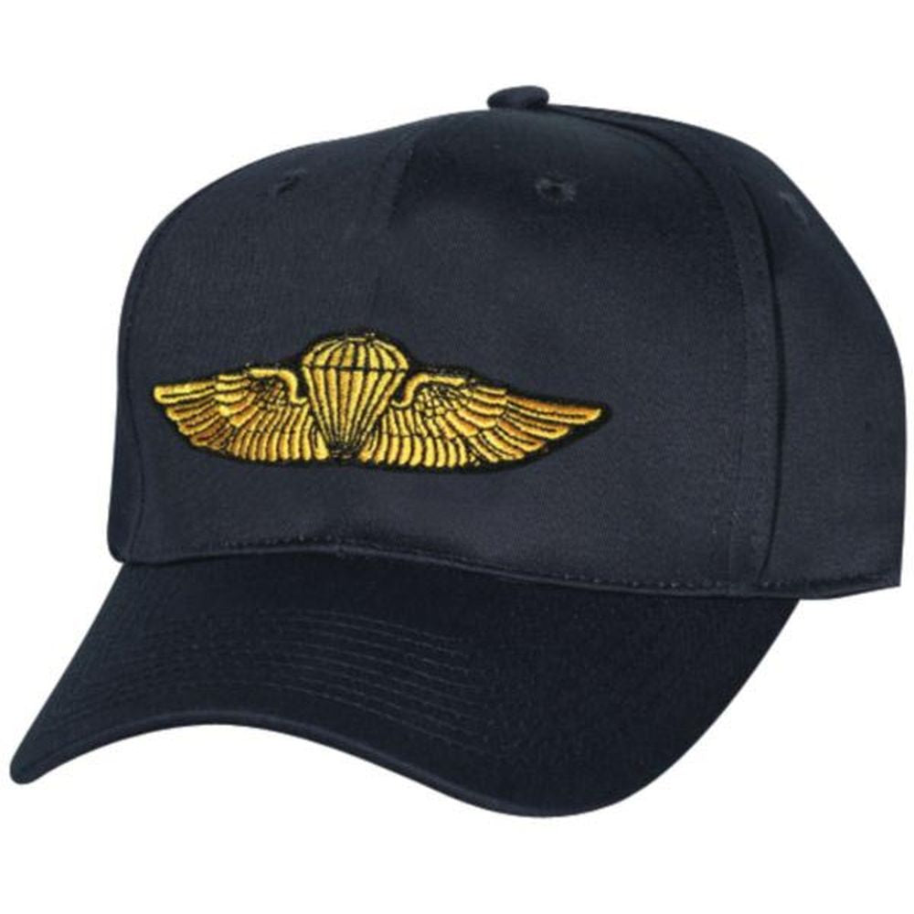 Marine/Navy Gold Jump Wings Embroidered Ball Cap